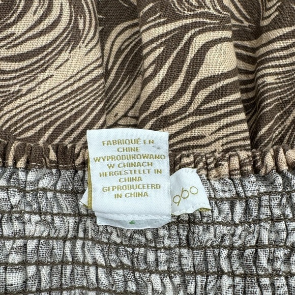 House of Harlow 1960 Puff Sleeve Printed Linen Blend Mini Dress - Brown - Medium - Picture 7 of 8